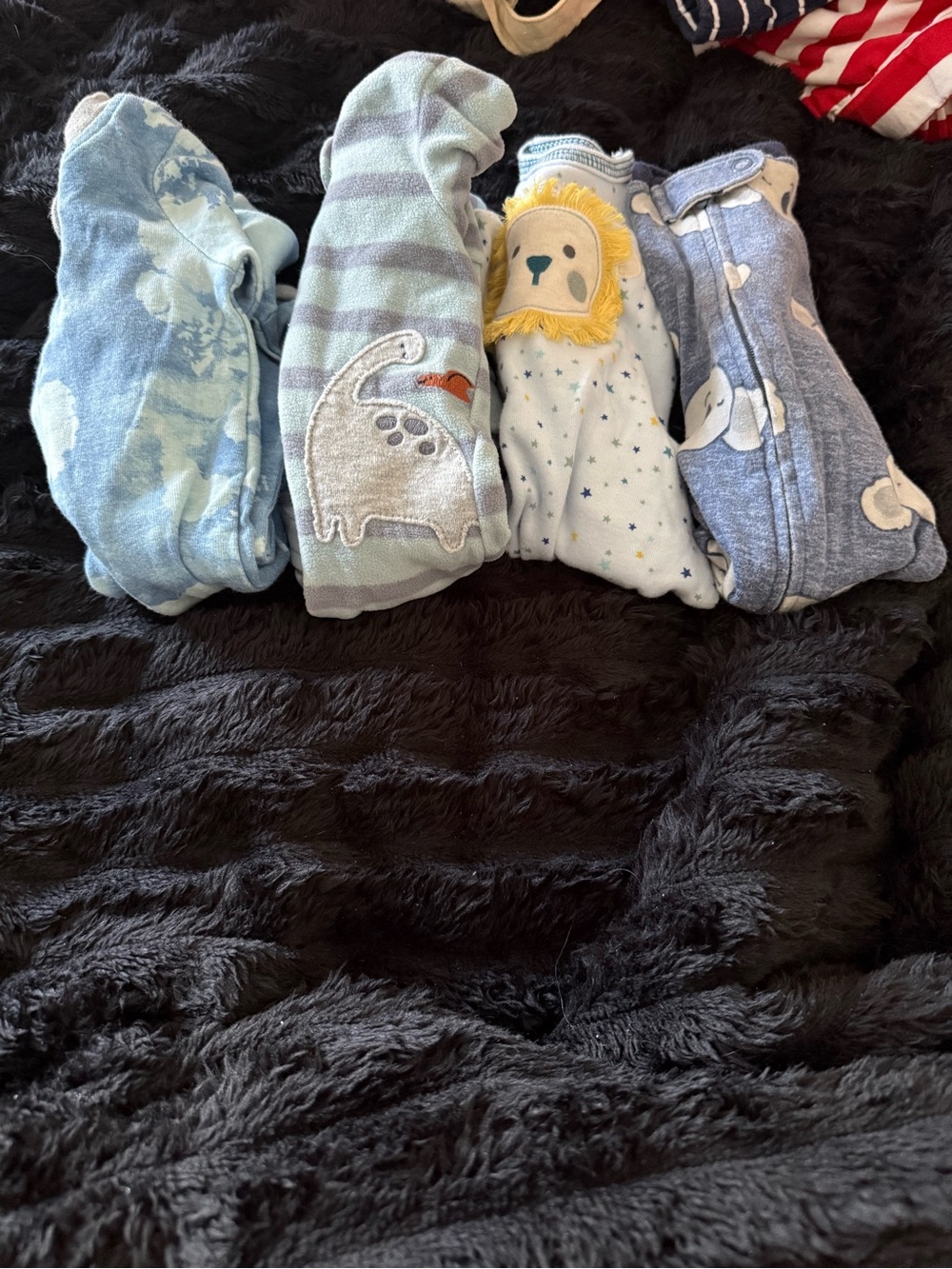 Carter's Blue & Cream Animal Print One-Piece Footies Pack